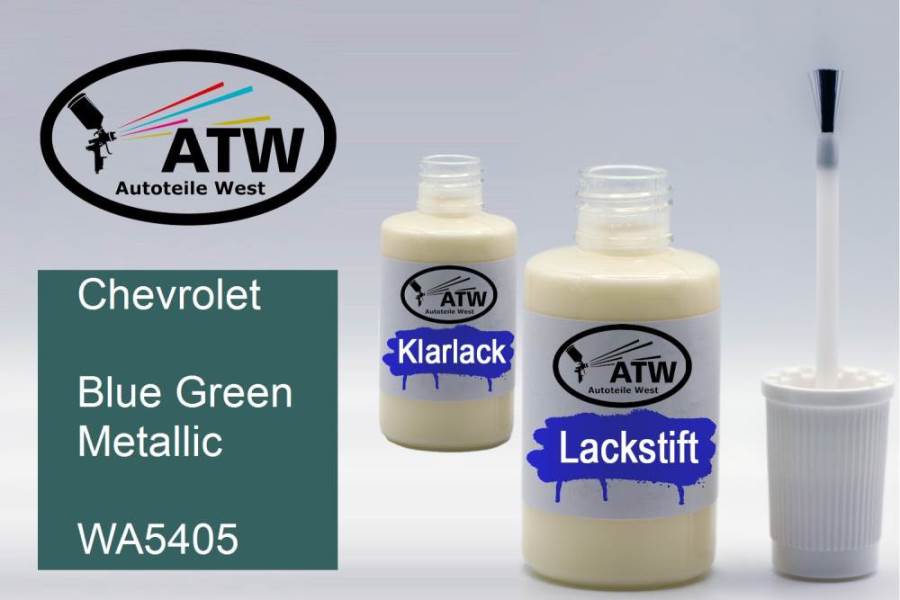 Chevrolet, Blue Green Metallic, WA5405: 20ml Lackstift + 20ml Klarlack - Set, von ATW Autoteile West.